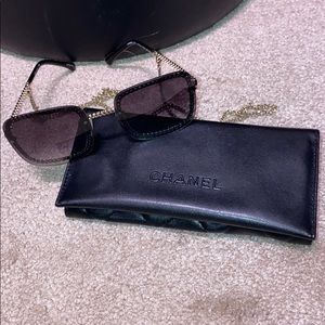 Chanel square sunglasses with removable chain